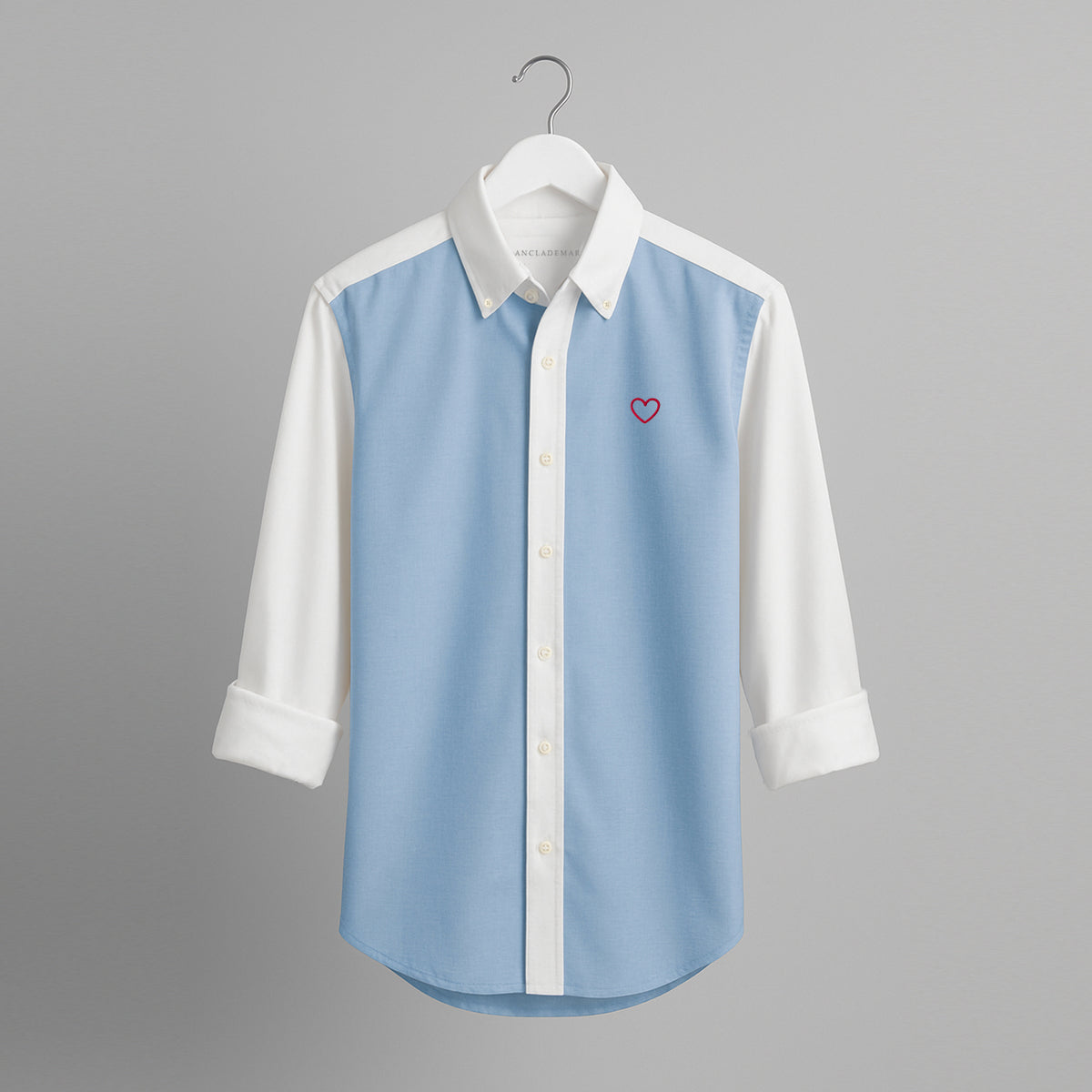 Camel Oxford Shirt. Heart Embroidered