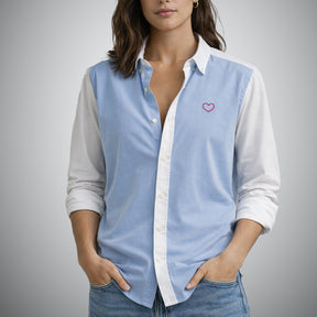 Camisa Oxford Patchwork Corazón