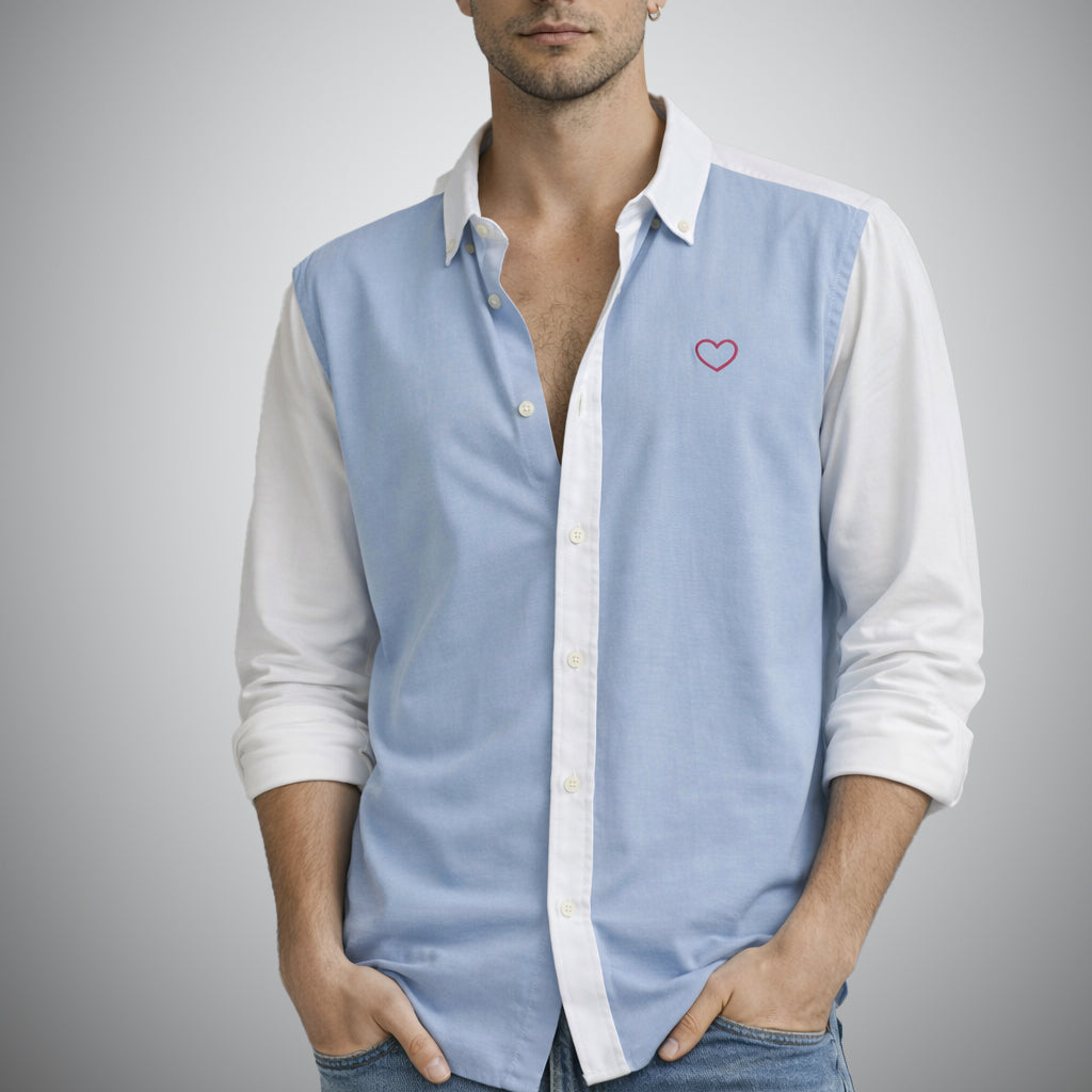 Camisa Oxford Patchwork Corazón
