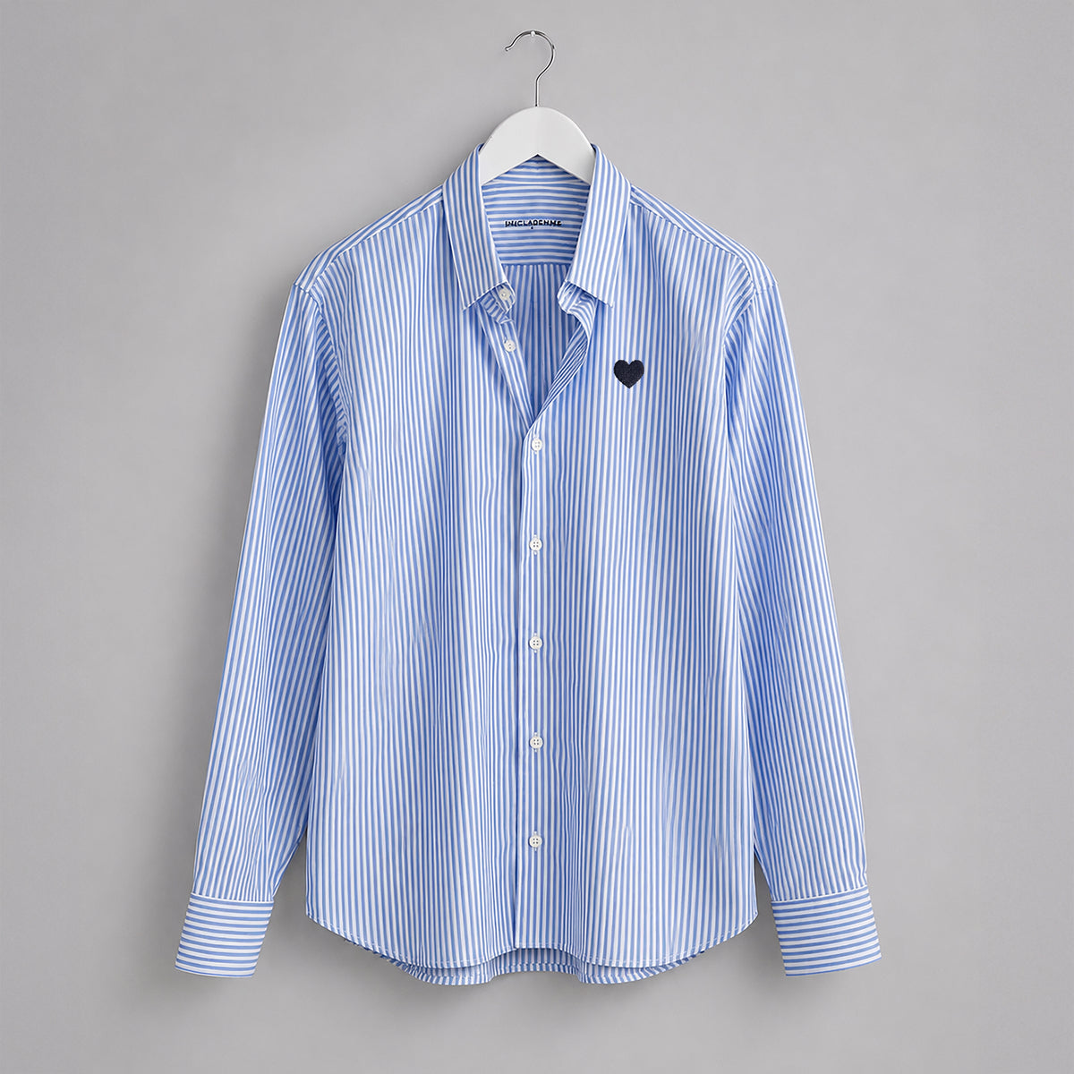 Camisa Popelín Relaxed Rayas Azules Corazón