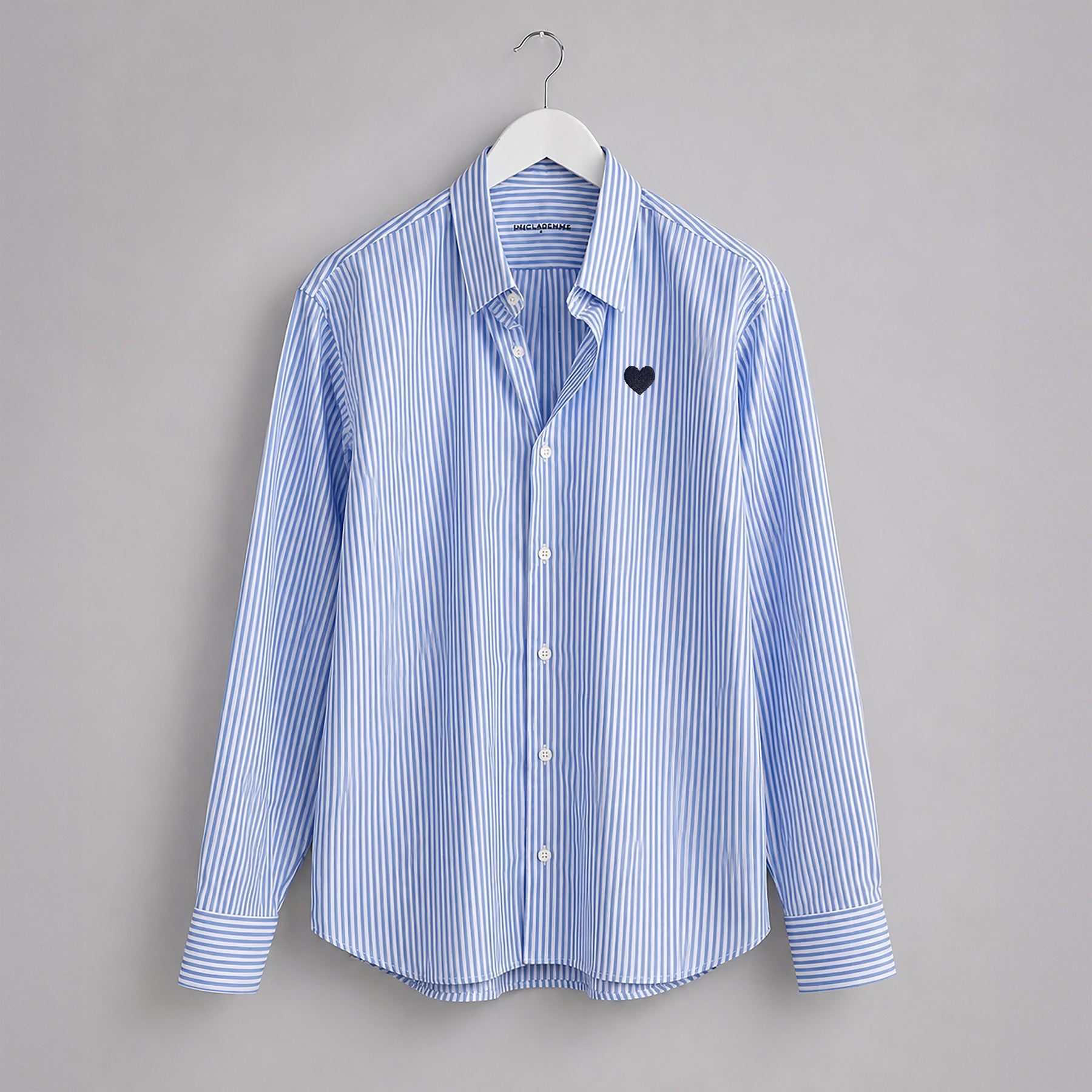Camisa Popelín Relaxed Rayas Azules Corazón