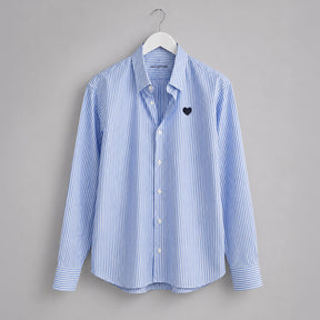 Camisa Popelín Relaxed Rayas Azules Corazón