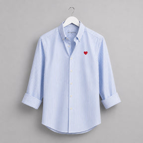 Camisa Oxford Rayas Azules Corazón