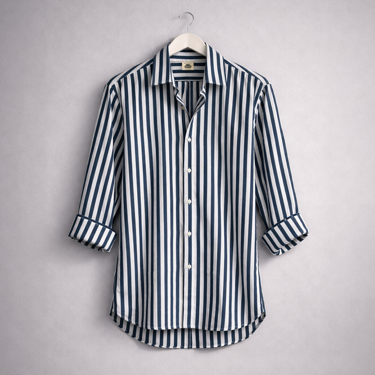 Camisa Algodón Ultra Ligero Rayas Navy