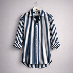 Camisa Algodón Ultra Ligero Rayas Navy