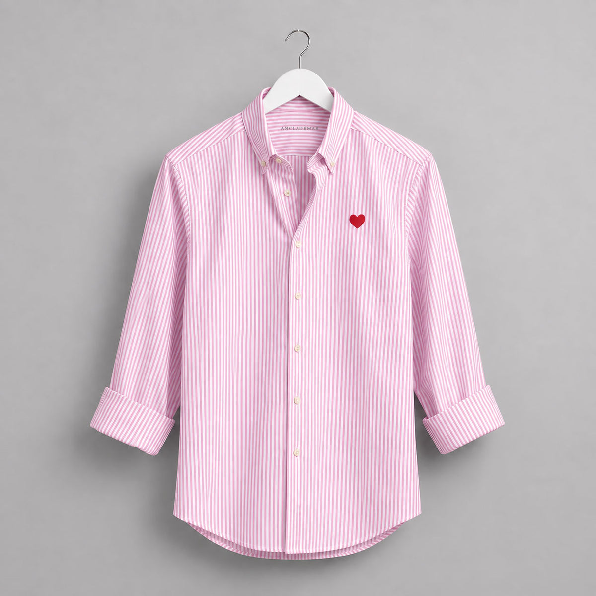 Heart Embroidered White Oxford Shirt