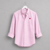 Heart Embroidered White Oxford Shirt