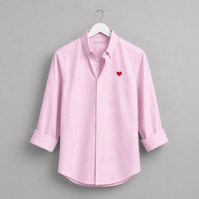 Heart Embroidered White Oxford Shirt