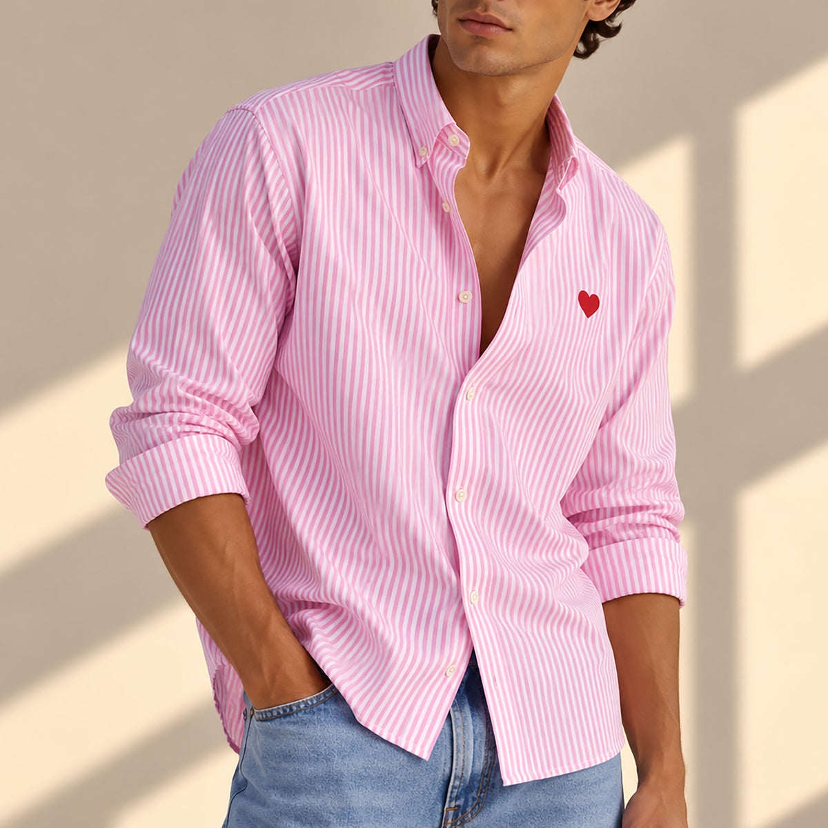 Heart Embroidered White Oxford Shirt