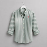 Camisa Oxford Rayas Verdes Corazón