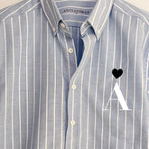 Heart Personalized Blue Stripes Oxford Shirt