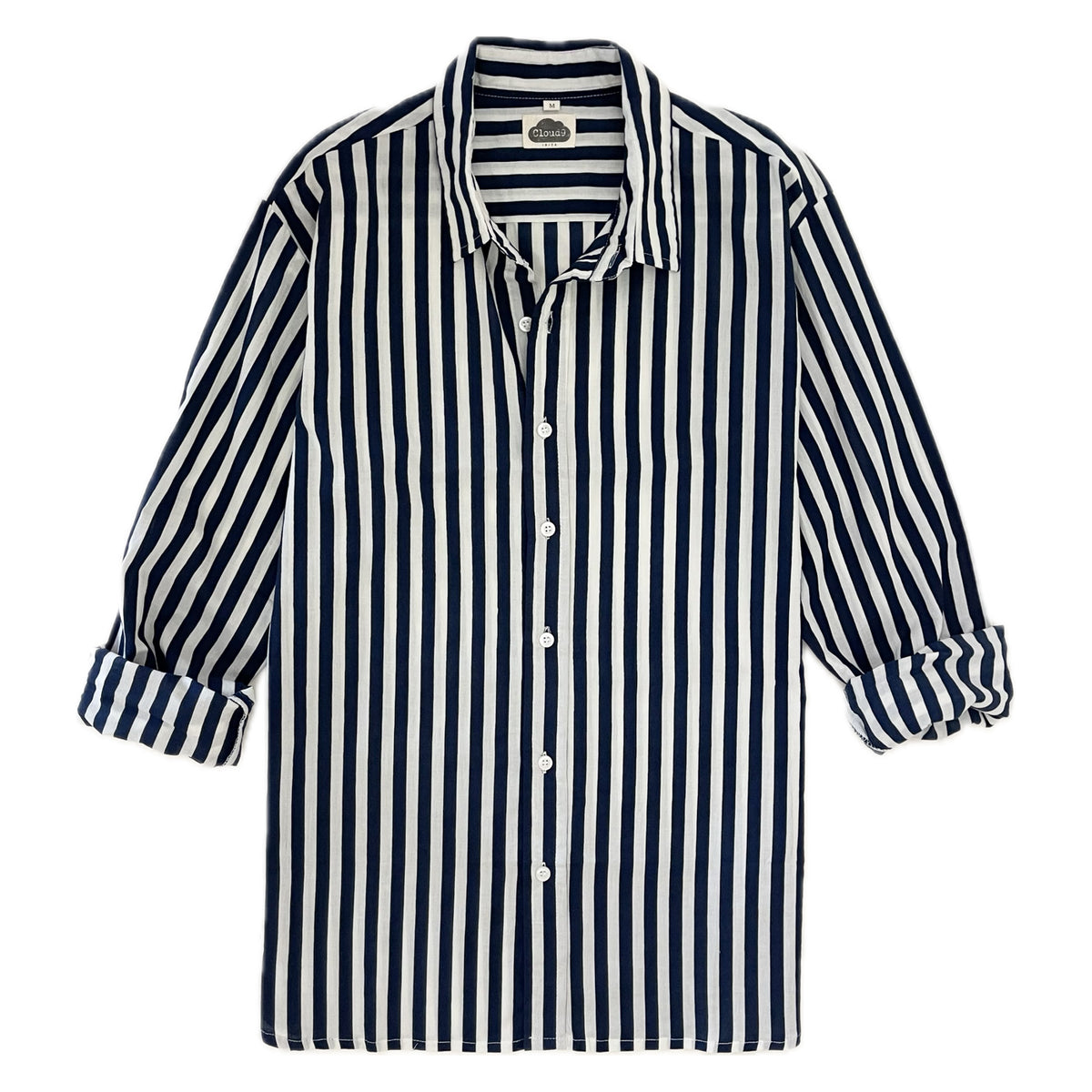 Navy Blue Stripped Cotton Shirt