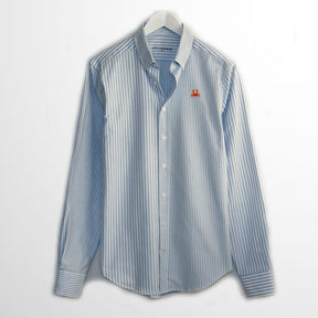 Camisa Oxford Patchwork Rayas Azules. Cangrejo