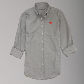 Camisa Oxford Rayas Negras Corazón