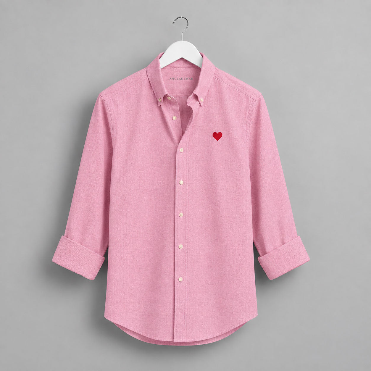 Heart Embroidered White Oxford Shirt