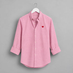 Heart Embroidered White Oxford Shirt