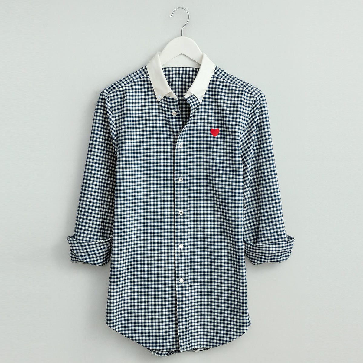 Vichy Oxford Shirt. Heart Embroidered