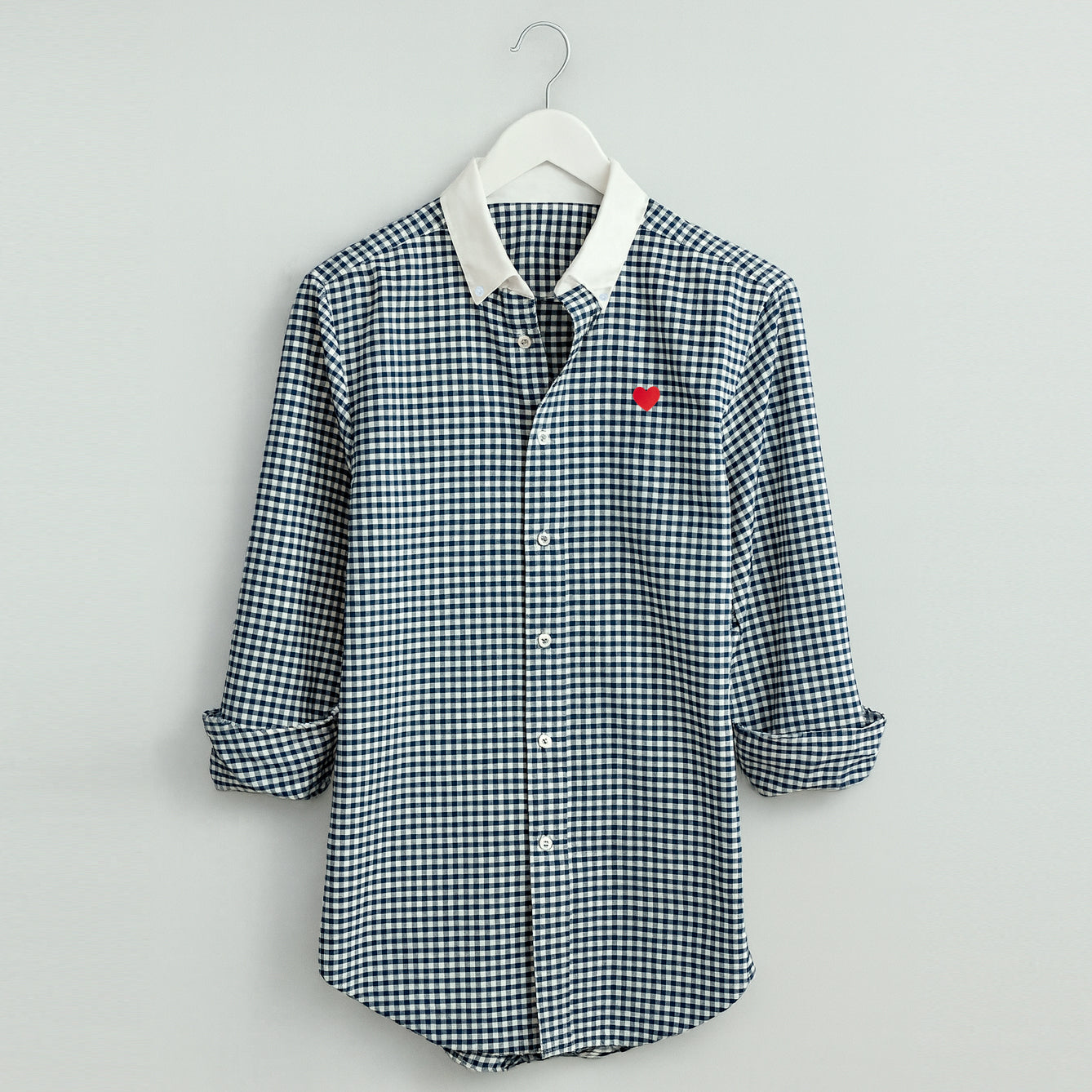 Vichy Oxford Shirt. Heart Embroidered