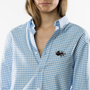 Vichy Oxford Shirt. Embroidered Fish