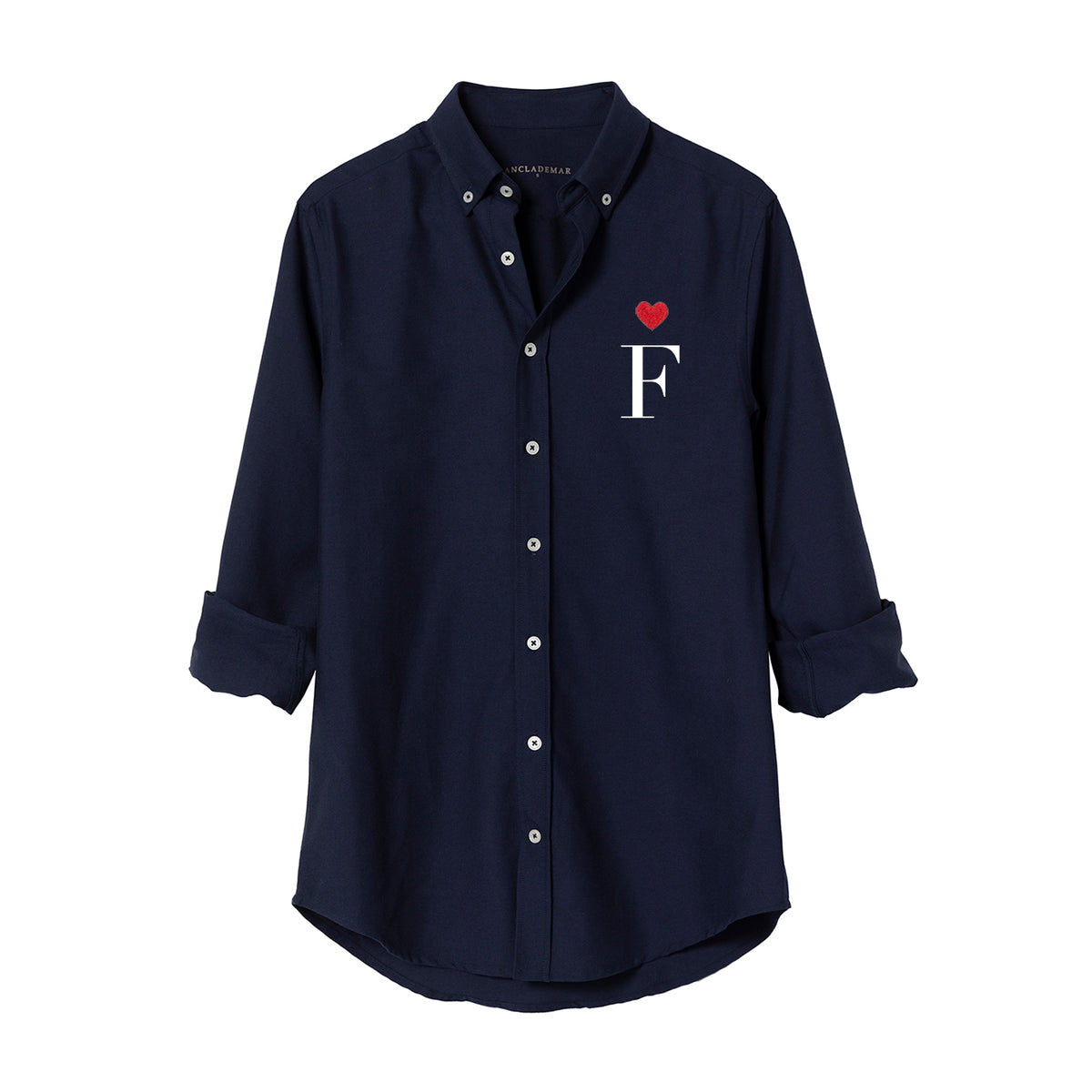 Heart Personalized Navy Oxford Shirt