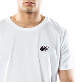 White T-Shirt. Embroidered Fish