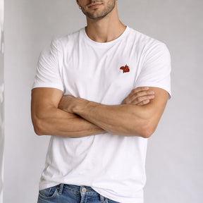 Camiseta Blanca Flor Bordada