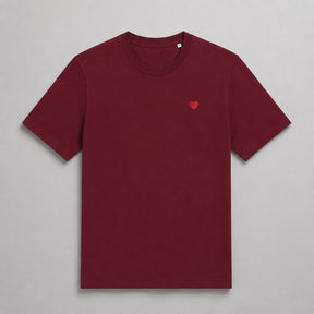 Camiseta Burdeos Corazón Bordado