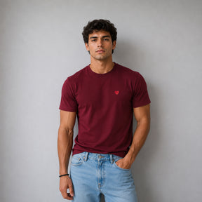 Camiseta Burdeos Corazón Bordado