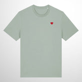 Heart Embroidered Jade T-Shirt