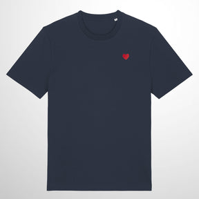 Heart Embroidered Navy T-Shirt