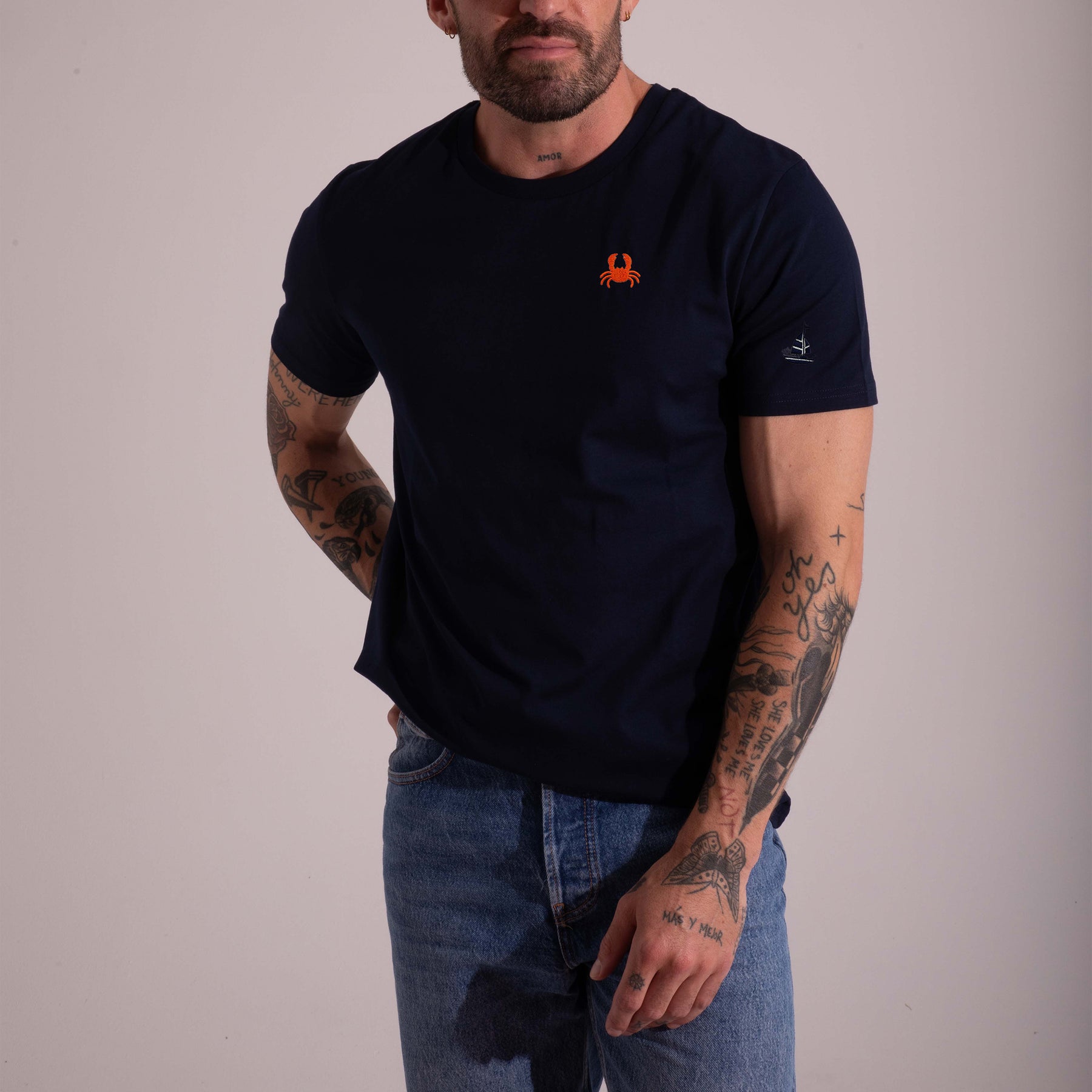 Navy T-Shirt. Crab