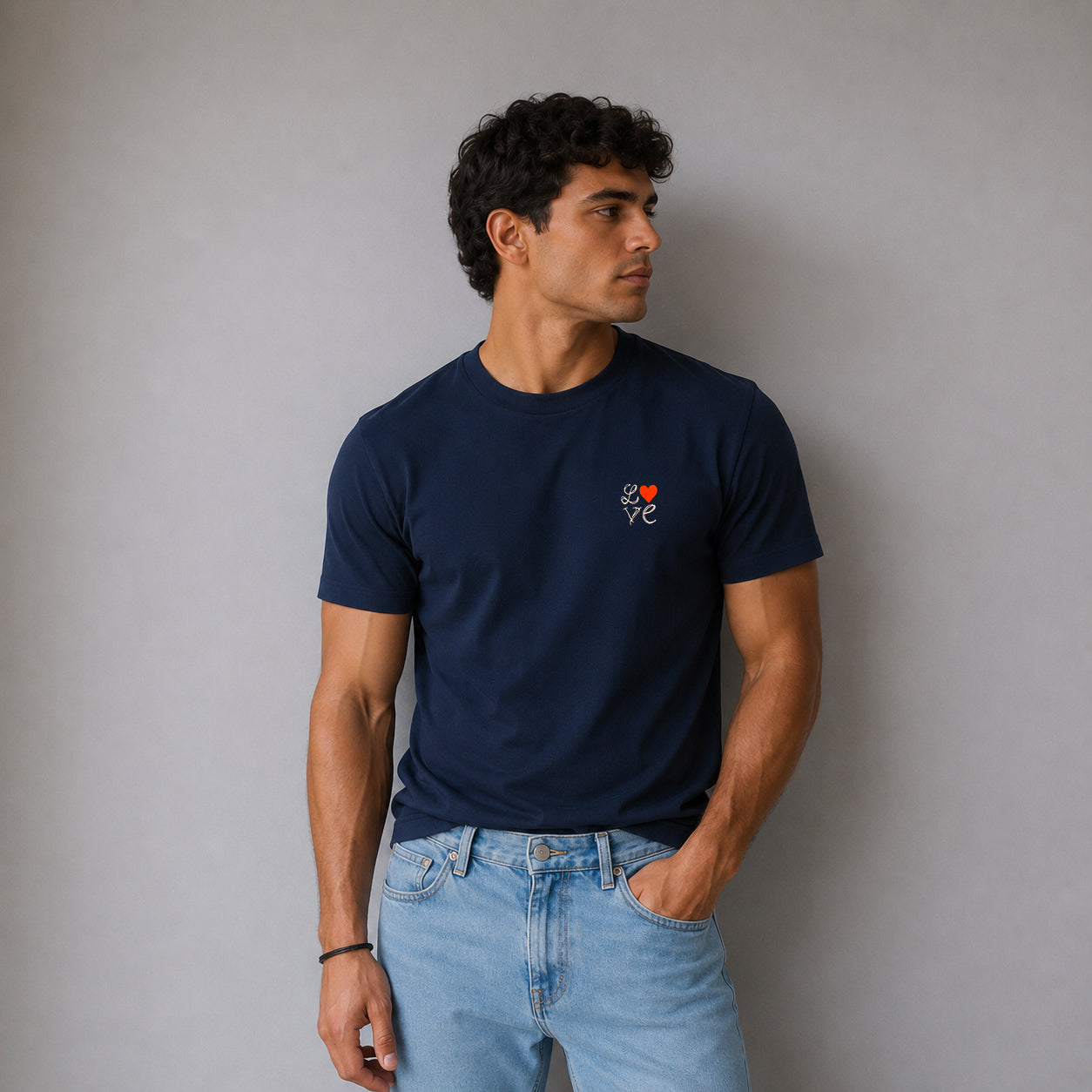 LOVE Embroidered Navy T-Shirt