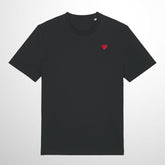 Heart Embroidered Black T-Shirt