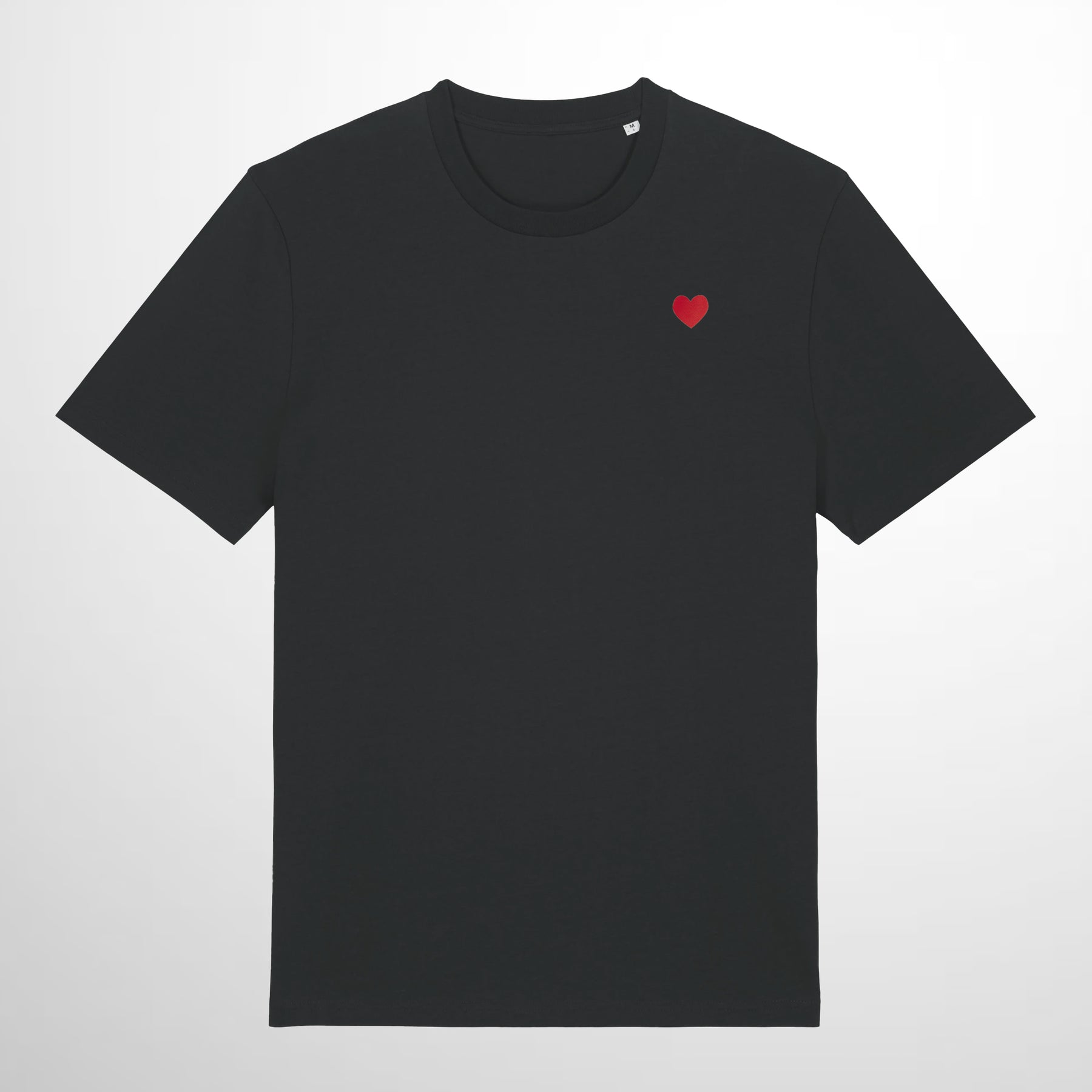 Heart Embroidered Black T-Shirt