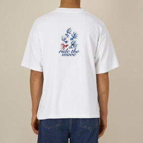 Camiseta Blanca Oversized Ride The Wave
