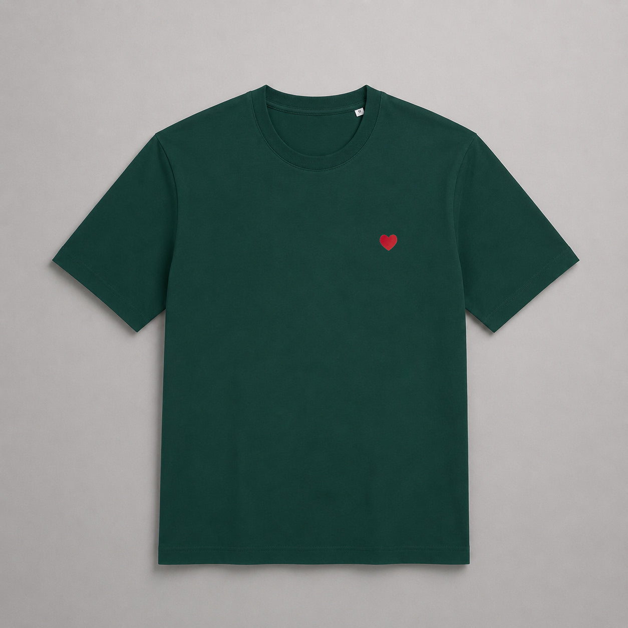 Camiseta Verde Jade Corazón Bordado