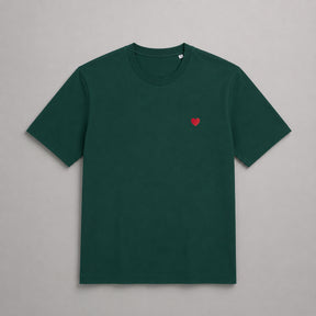 Camiseta Verde Jade Corazón Bordado