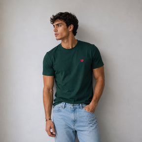 Camiseta Verde Jade Corazón Bordado