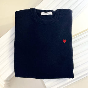 Jersey Cashmere Navy Corazón Bordado