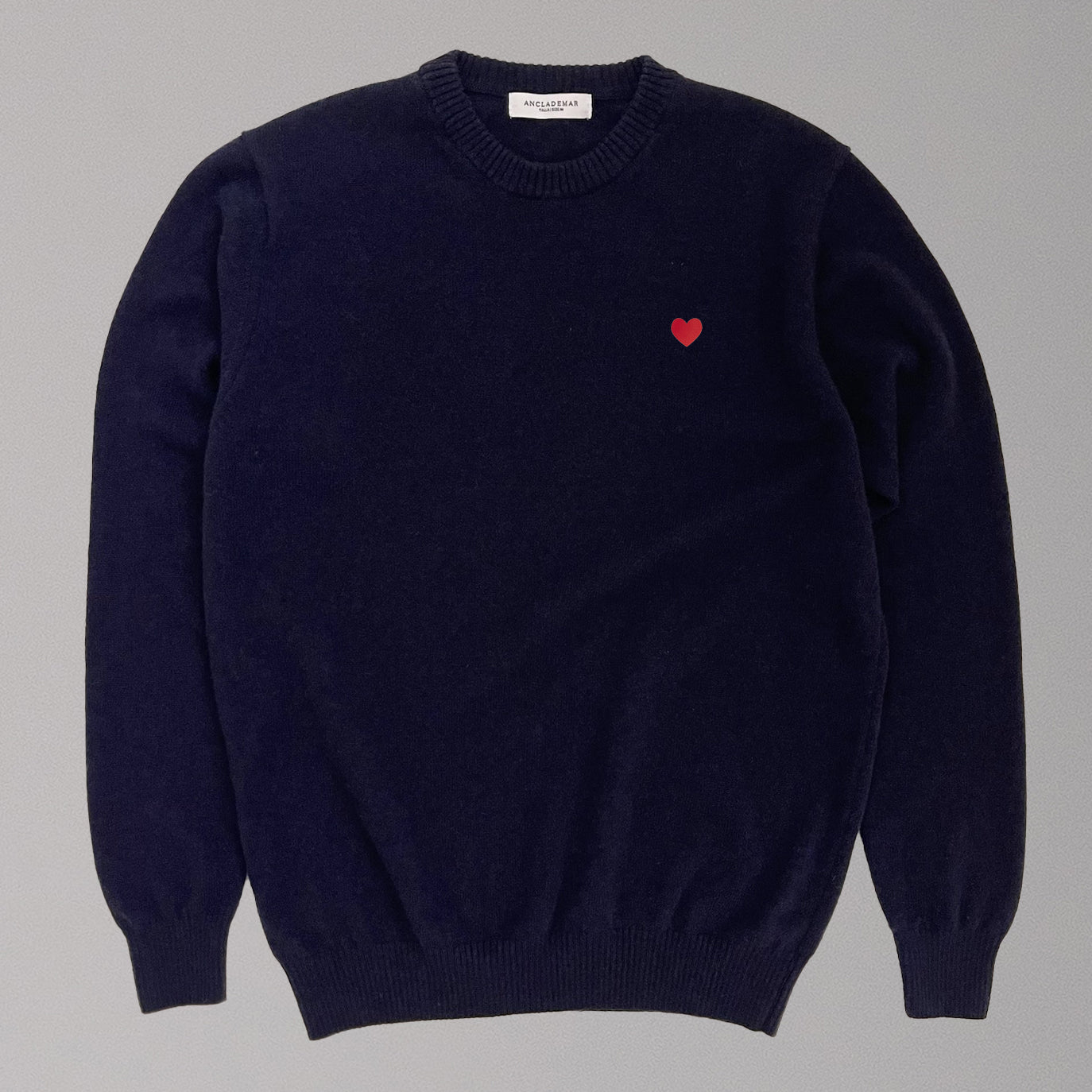 Jersey Cashmere Navy Corazón Bordado