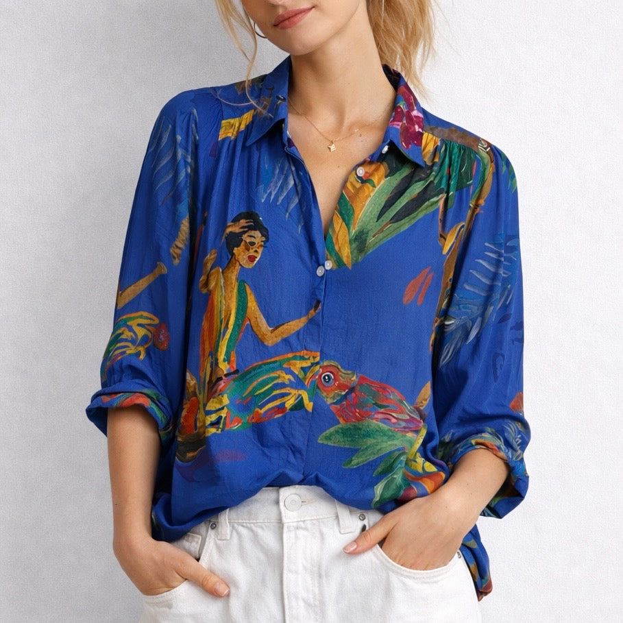 Blusa Femmes Luxe Bleu. G.kero Paris