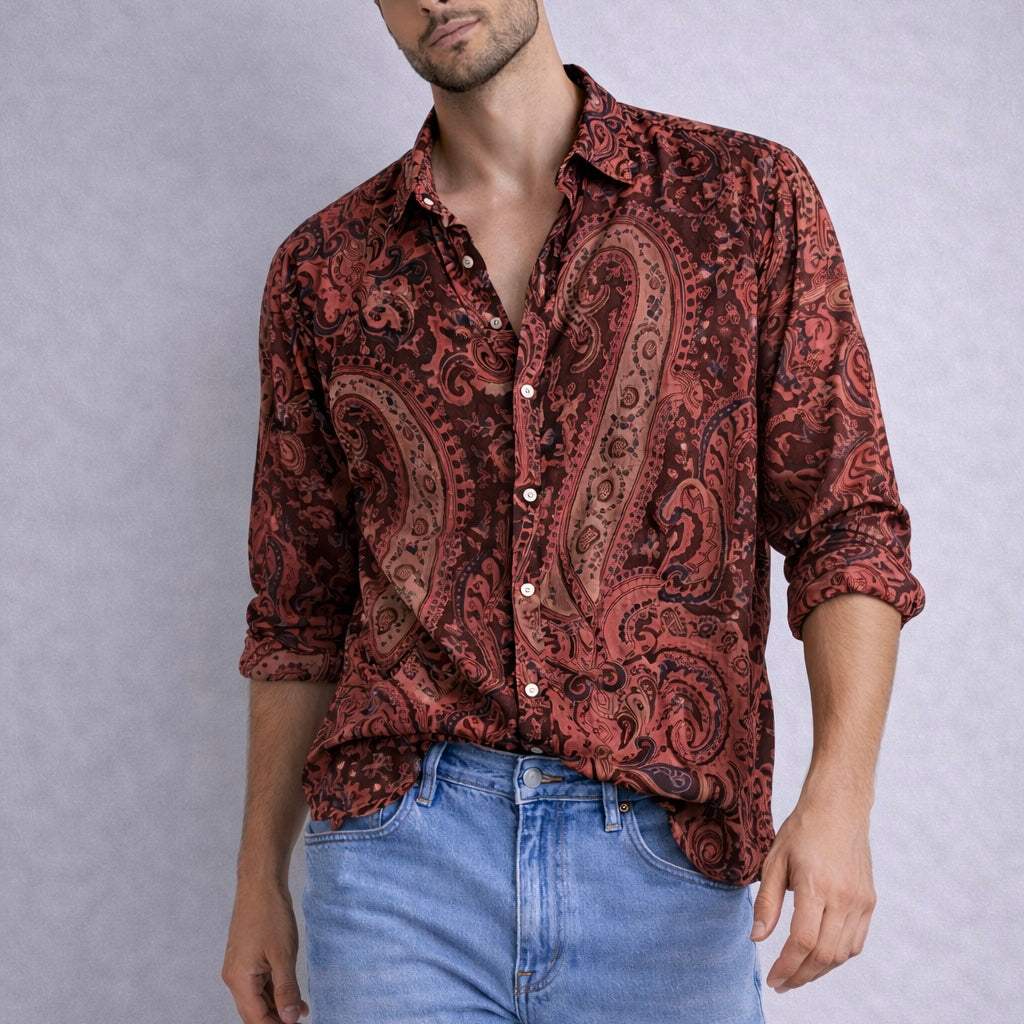 Camisa Paisley Burdeos