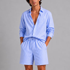 Camisa Popelín Relaxed Rayas Azules