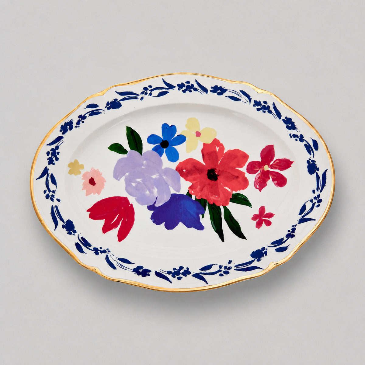 Fuente Porcelana Ovalada Bouquet