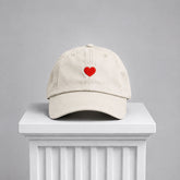 Beige Cap. Heart Embroidered