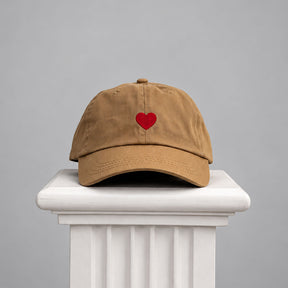 Beige Cap. Heart Embroidered