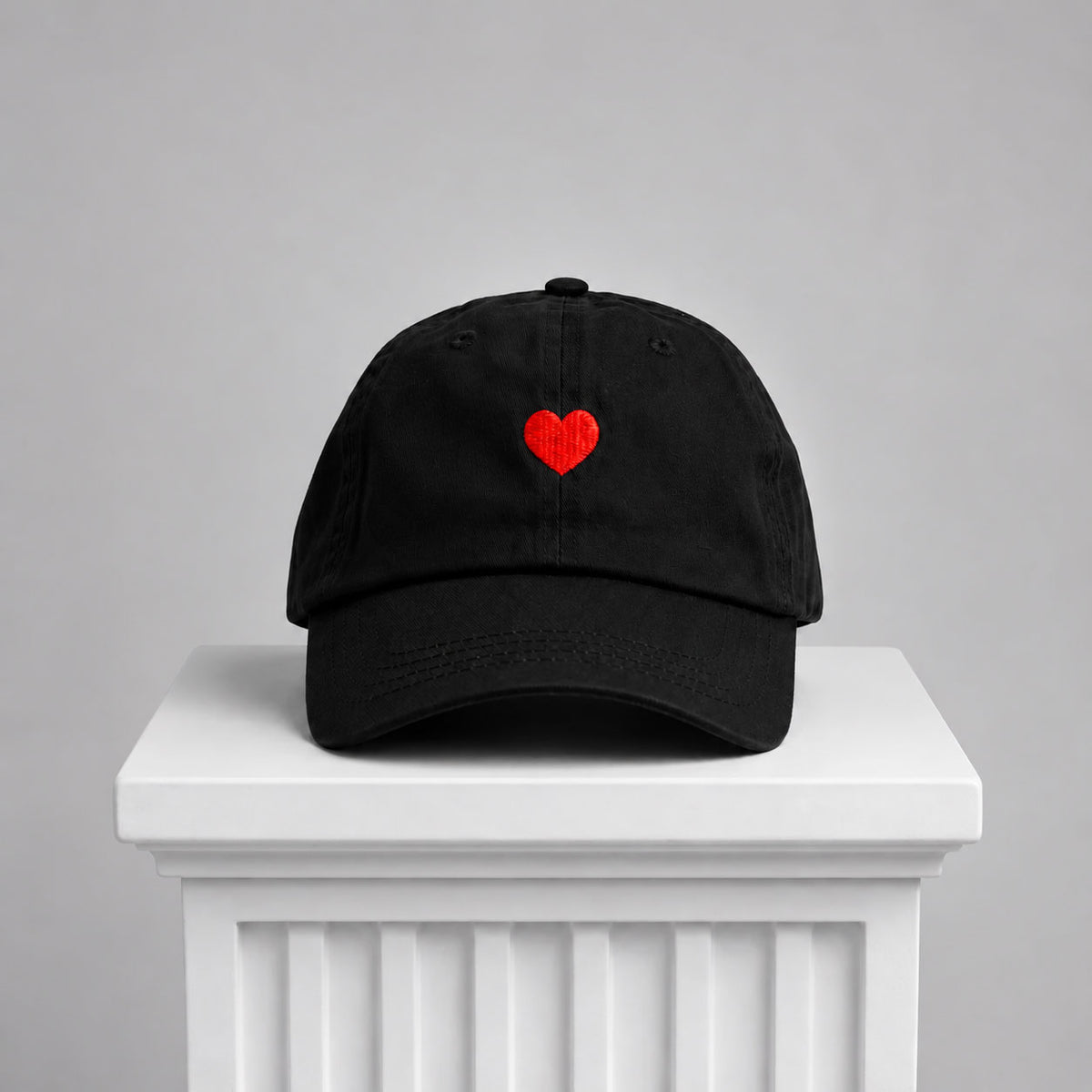 Black Cap. Heart Embroidered