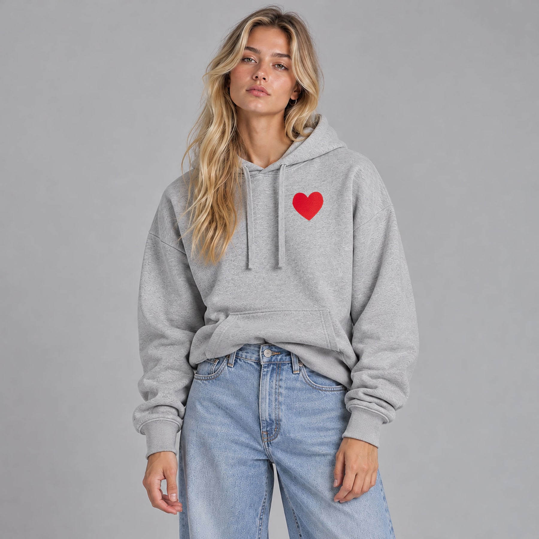 Hoodie Oversized Gris. Big Heart