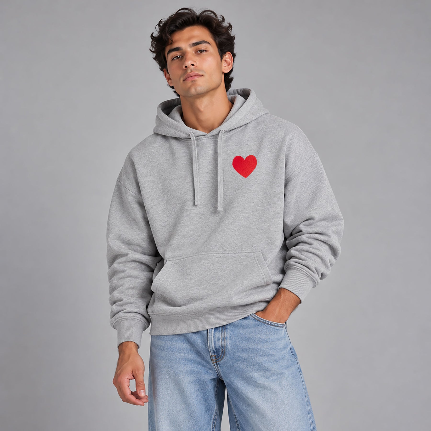 Hoodie Oversized Gris. Big Heart