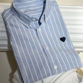 Camisa Oxford Rayas Azul Corazón